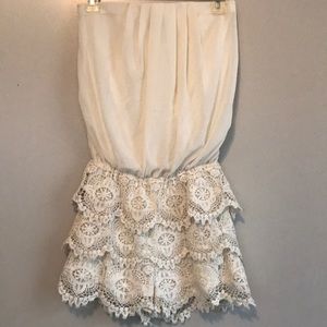 Sleeveless romper with lace shorts